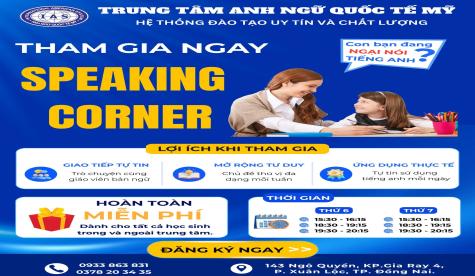 SPEAKING CORNER – NÓI TIẾNG ANH TỰ TIN HƠN MỖI NGÀY