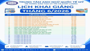 THÁNG 6 – TUYỂN SINH & KHAI GIẢNG CÁC LỚP HÈ TẠI ANH NGỮ QUỐC TẾ MỸ
