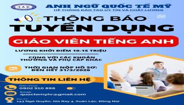 TUYỂN DỤNG 2026 – TRUNG TÂM ANH NGỮ QUỐC TẾ MỸ