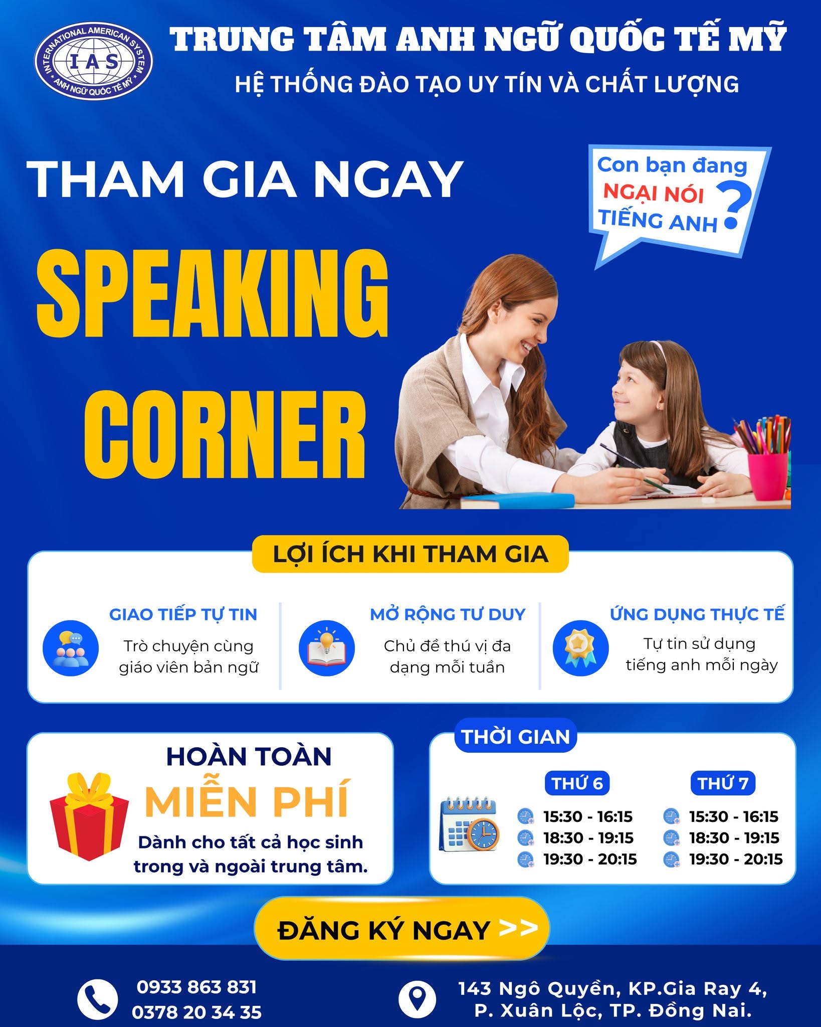 SPEAKING CORNER – NÓI TIẾNG ANH TỰ TIN HƠN MỖI NGÀY