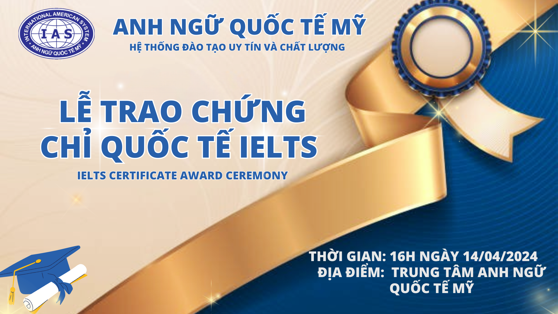 THÔNG BÁO LỄ PHÁT CHỨNG CHỈ IELTS 14.04.2024