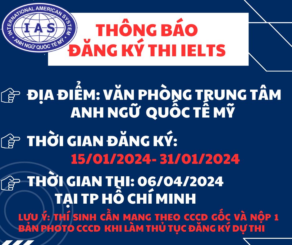 Thông báo đăng ký thi IELTS