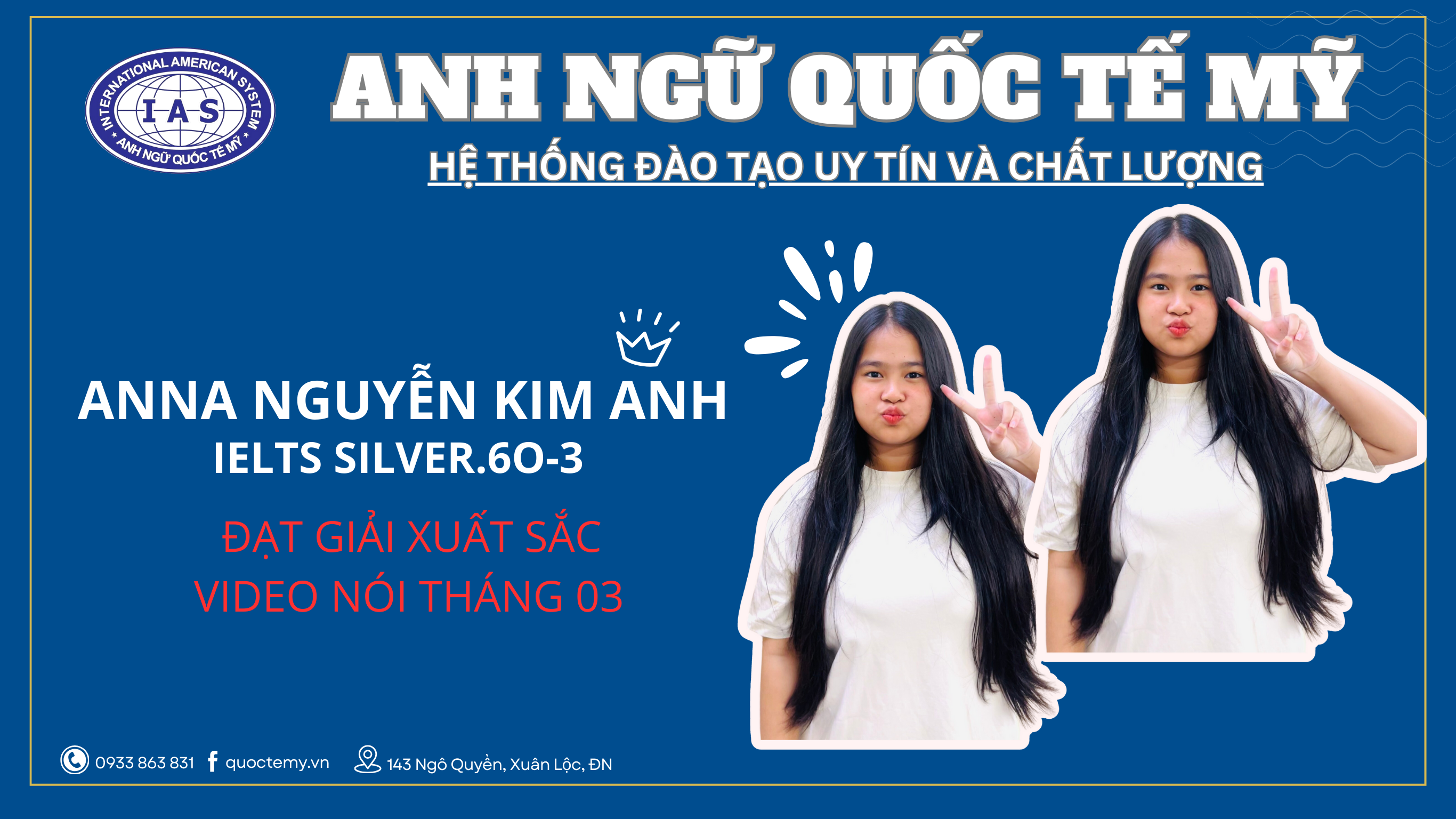 ANNA NGUYỄN KIM ANH - đạt giải xuất sắc video nói tháng 03